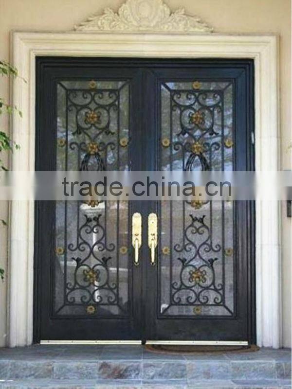 Top-selling glass wrought iron double door security