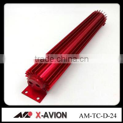 Finned satin Aluminum red color Transmission coolers single and dual holes