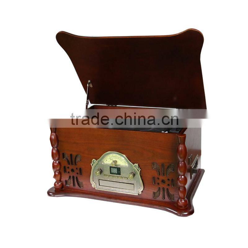 Popular retro Wooden Turntable Player with CD/MP3
