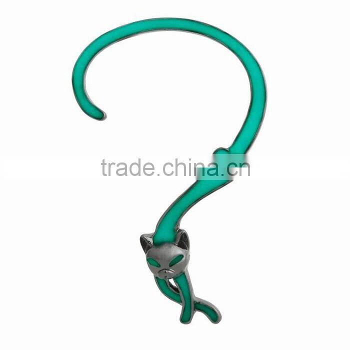 Vogue noctilucent jewelry elegant cat earrings personalized ear cuff wholesale