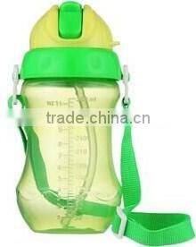 BPA free water drinking bottle for kids with sippy and ribbon