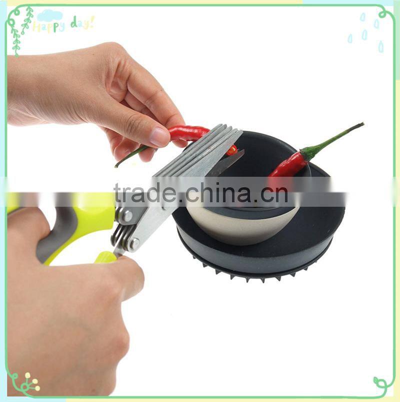 Chop Herbs Shears with Anti-Slip Silicone Coated On The Handle Multipurpose Kitchen Shear 5 Blades