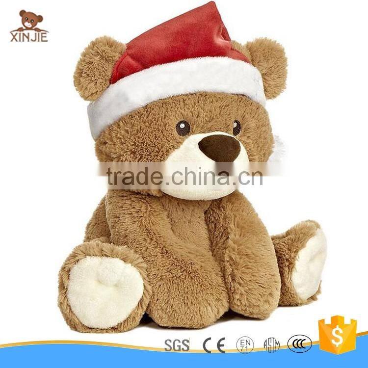 hot sale lovely plush teddy bear toy with christmas hat
