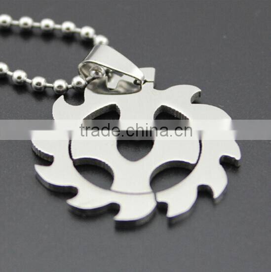 Yiwu man titanium stainless steel cross blue gemstone pendant