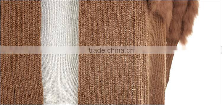 lady fashion real rabbit fur knitted scarf winter 2015 LK15086