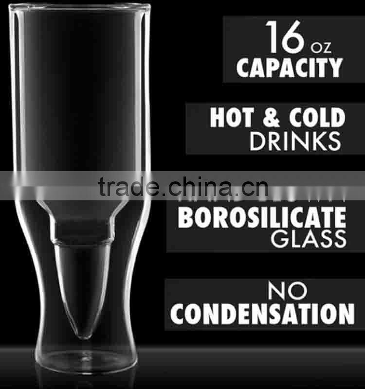 Excellent quality unique heat resistance double wall beer glass