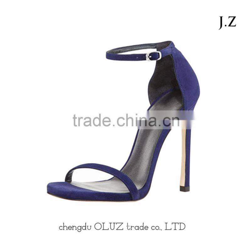 OS09 sexy stiletto plate high heel rubber outsole fish toe suede strap ankle sandals for women