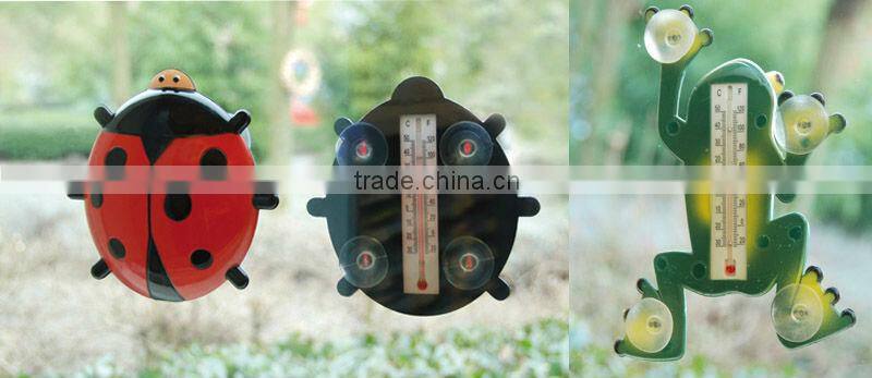designed hand painted frog shape plastic window animal thermometer