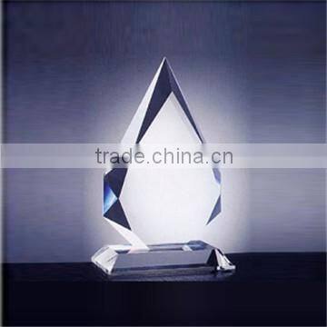 wholesale clear blank water drop shape crystal awards with crystal plate