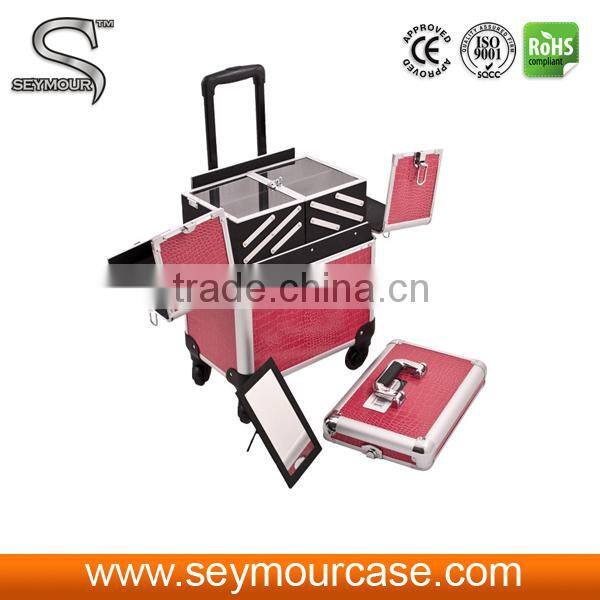 Hot Pink Croc Pro Rolling Beauty Case