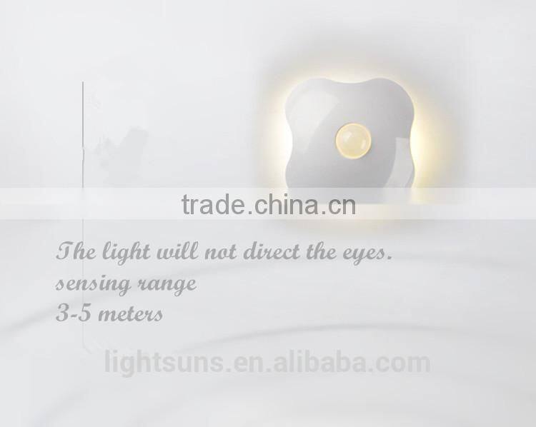2015 New Design Four Leaf Clover Shape High Brightness White Or Yellow Human Body Induction Lamp with 3M tape