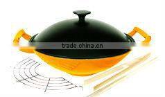 chinese black wok with glass lid