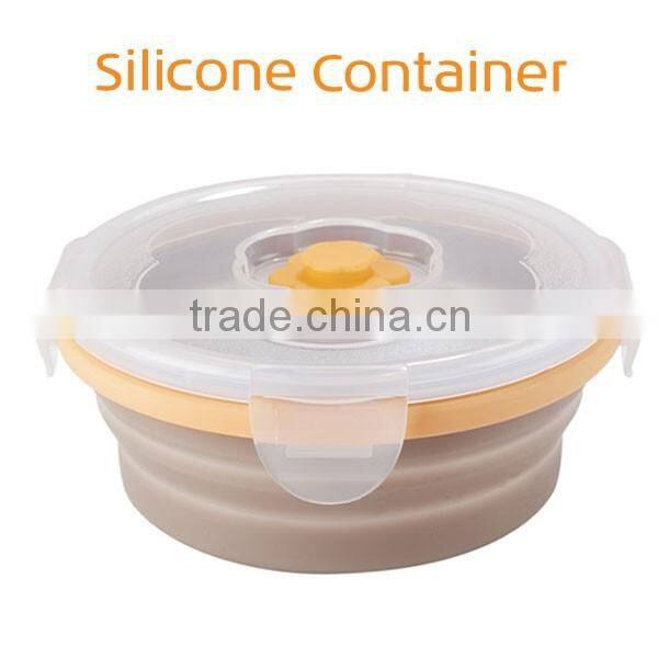 High quality factory supplied folding food grade silicone container/ lunch box