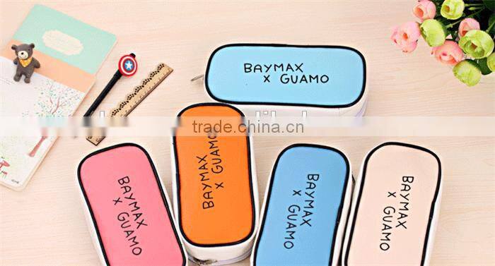 Large canvas wholesale pencil case for kids Baymax pen bag