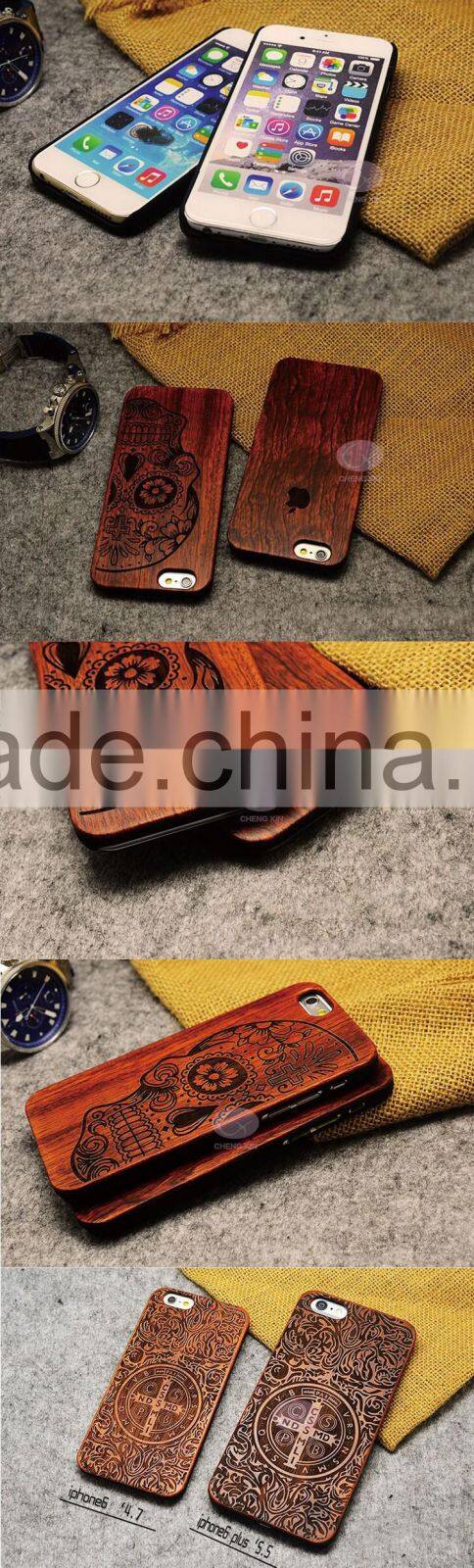 2016 aluminum and natural wood + pc hard case cover for iphone 6 bumper frame case