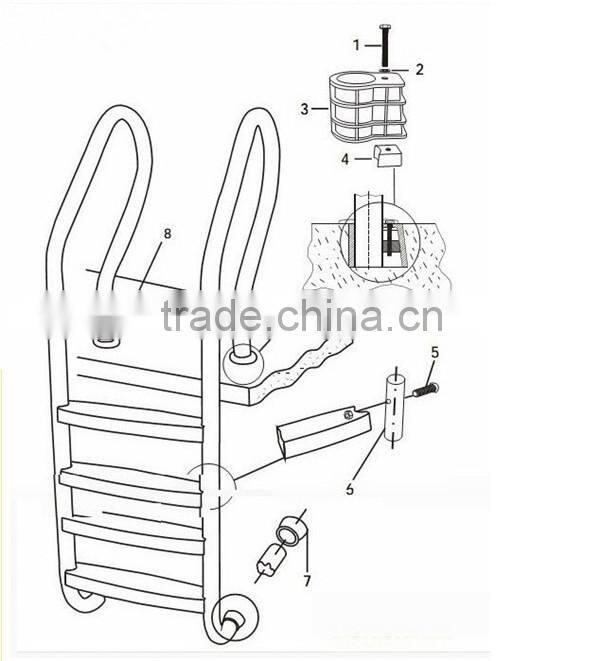 Guangzhou 304/316 Stainless steel 3 steps safety handrail swimming pool ladder
