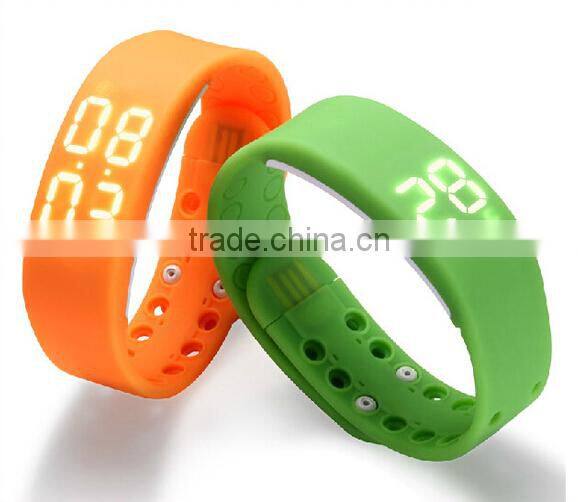 LED pedometer silicone sport smart watch with healthy record
