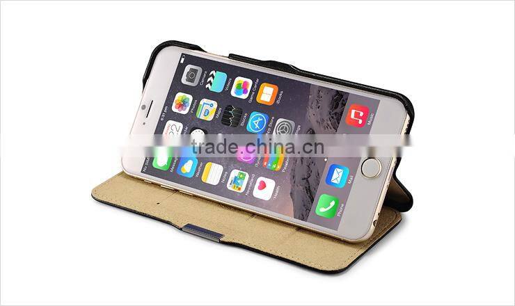 Genuine leather flip wallet case for iPhone6 plus case