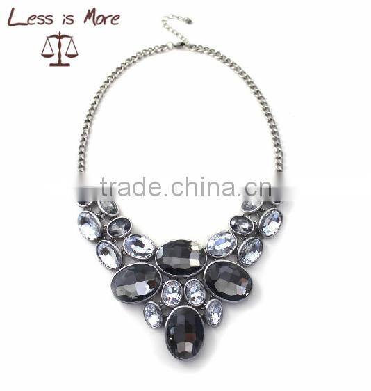 2015 Fashion large crystal stone necklace,statement necklace