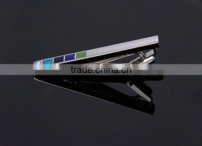 Promotion men's colouful enamelled cufflink and tie clip set
