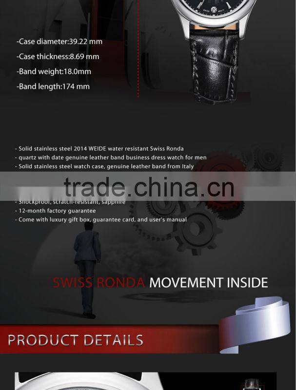 New 2014 Fashion WEIDE Famous Brand Watch Women Luxury Watch Quartz Movement Waterproof Leather Strap Watches Relogio Feminino