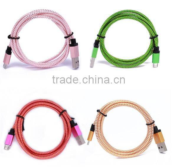 1M 3ft 2M 6ft 3M New cable Wave Braided Aluminum USB Charger Cable Nylon Micro Data Alloy Metal Charger AdapterWire for Samsung