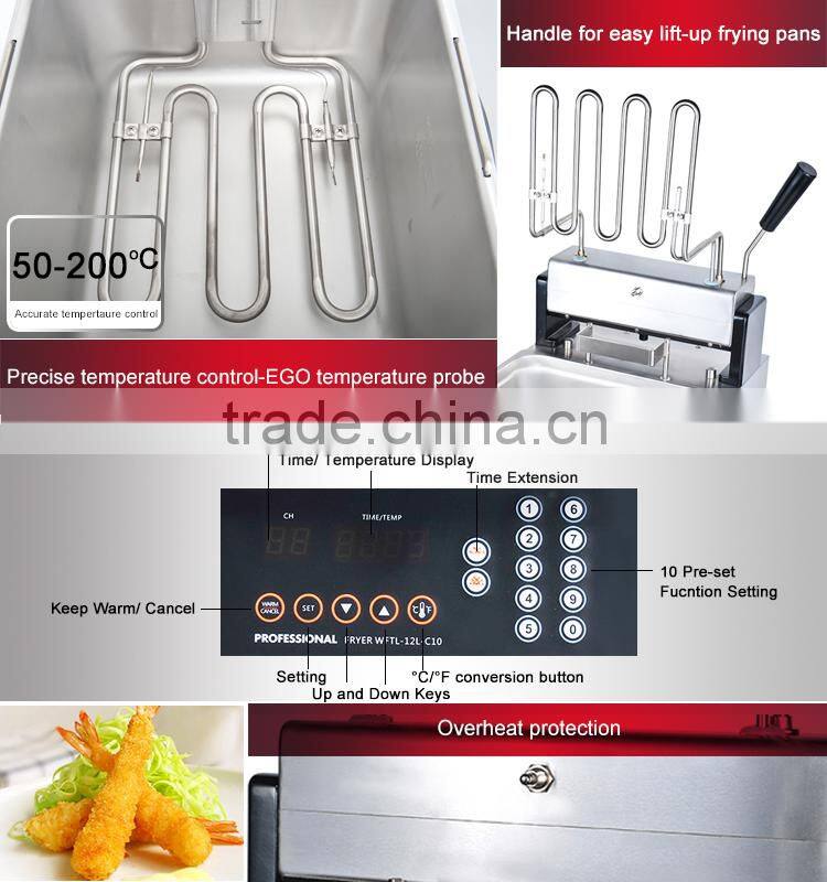2016 New Product Commercial Automatic Basket Lift Deep Fryer Thermostat 12L For Commercial Use