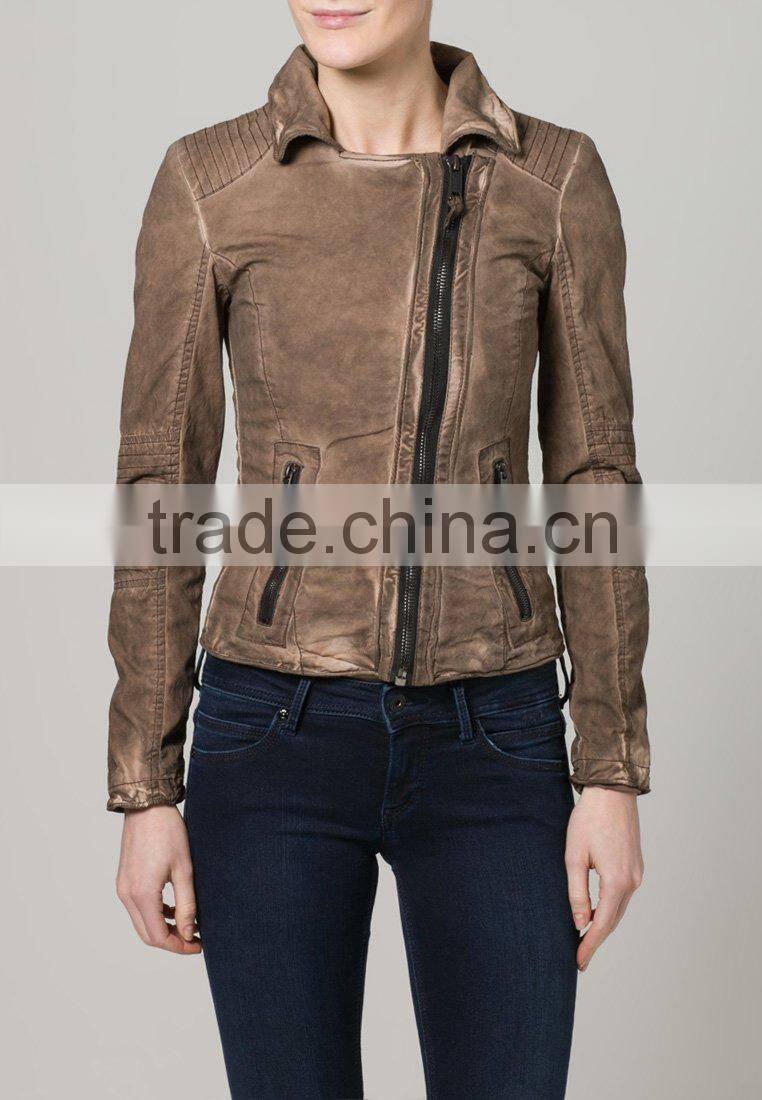 2014 new style! Washed andwater dyed cotton jacket for women