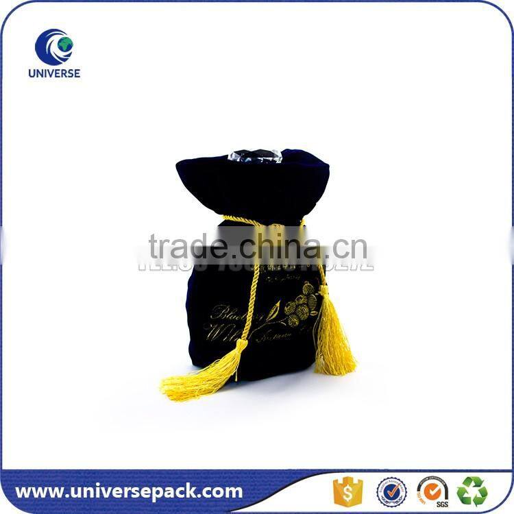 black wholesale velvet pouch with silk-screen printing