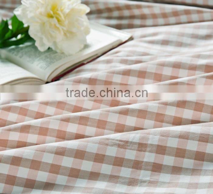 100% Cotton Washed Yarn Dyed Fitted sheet set/plaid design/4pcs/6pcs set