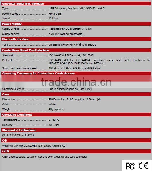 Serviceable ACS RFID Contactless Android tablet Bluetooth NFC smart card Reader--ACR1255