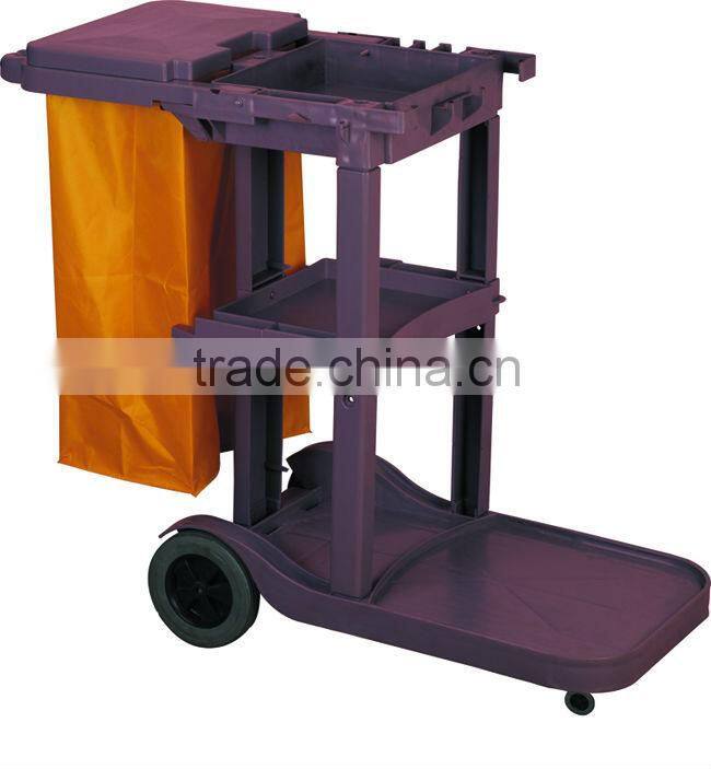 Hot Sell Hotel Plastic 4 Wheels Maid's Janitor Cart/Room Housekeeping Service Cleaning Trolley