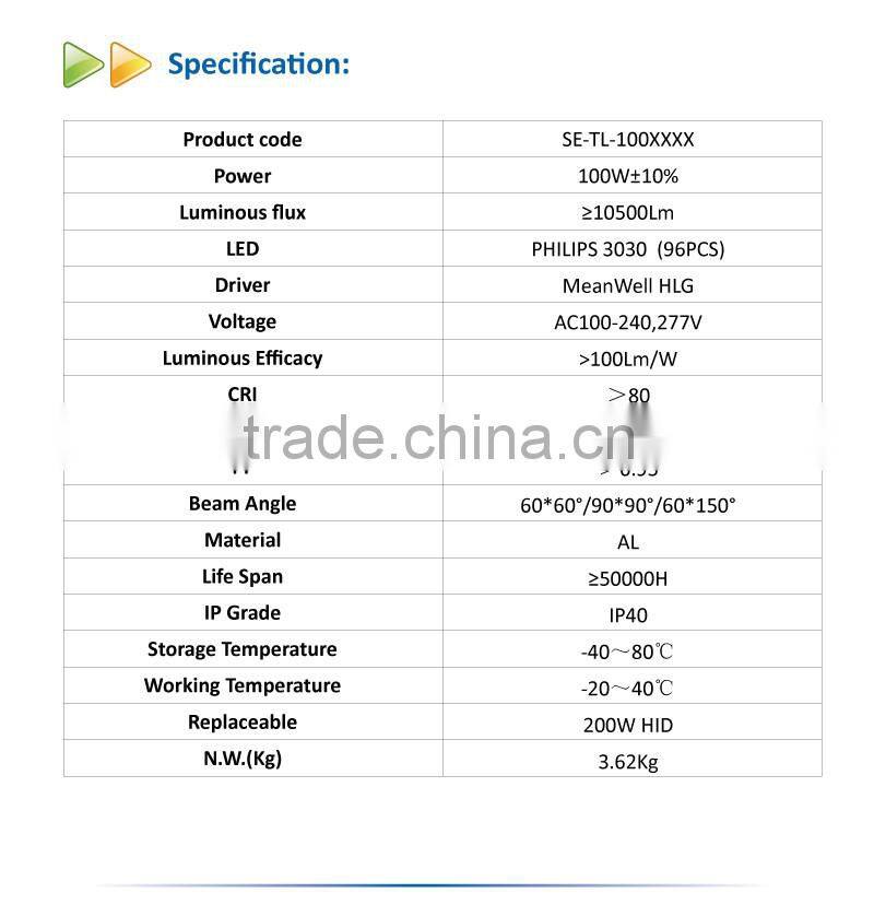 Outdoor 100W LED Tunnel Light