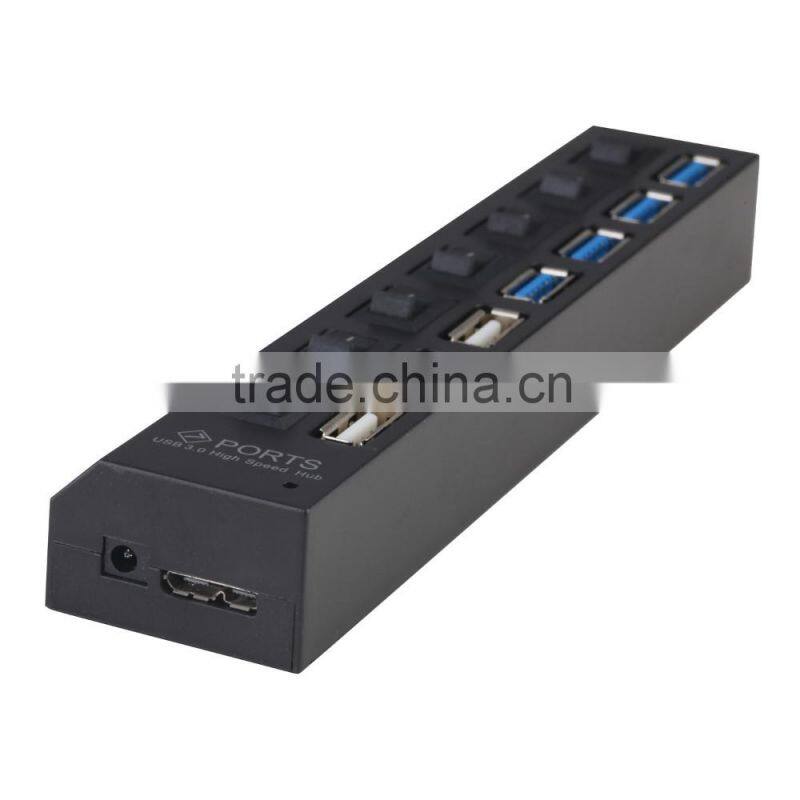 Multi 7 port usb hub, 4 port usb 3.0 hub+3 port usb 2.0 hub with individual on/off switches