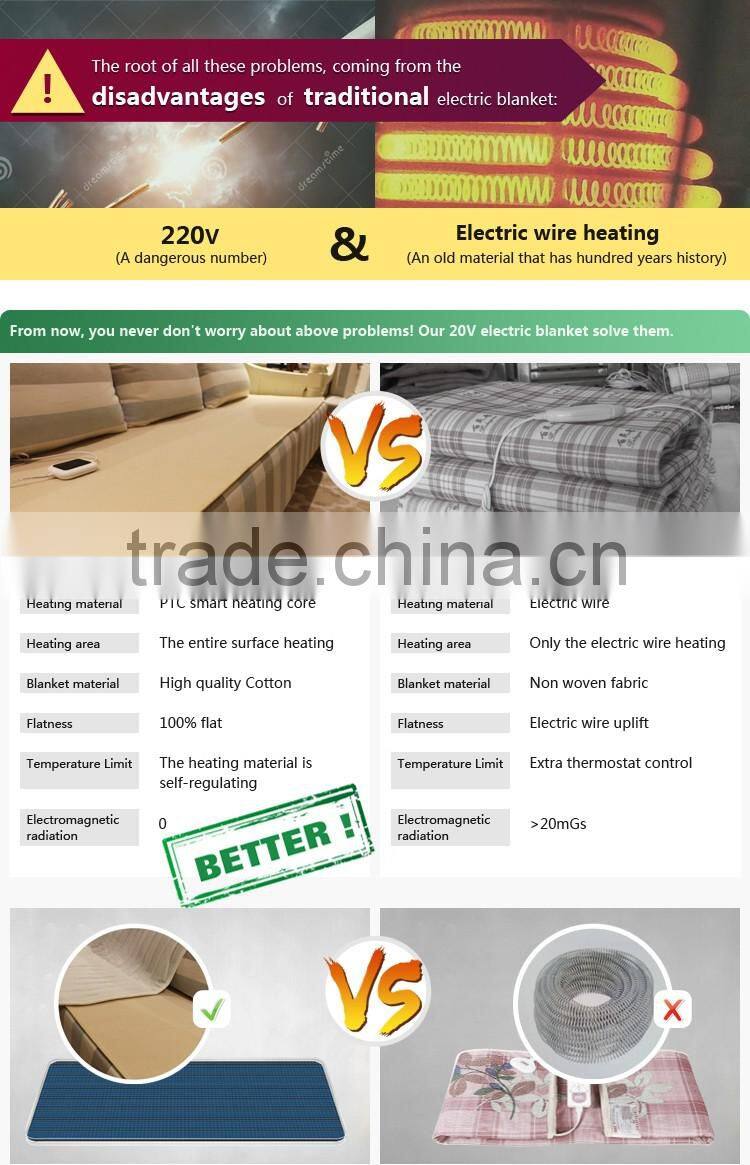 green light 20V DC Excellent healthcare wholesale electric warming blanket