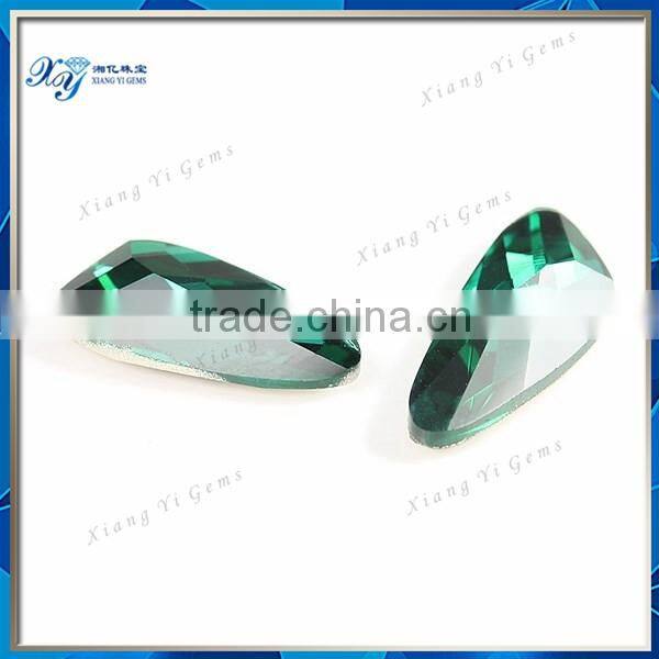 7x16mm Jewelry gemstone special shape fire glass crystals green bottom silver plated emerald price per carat