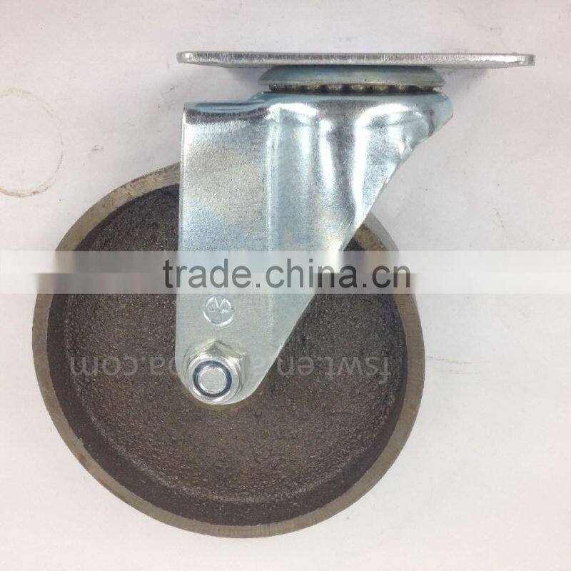 Bearing High Temperature Medium Duty 5 Inch Cast Iron Metal Caster Wheel
