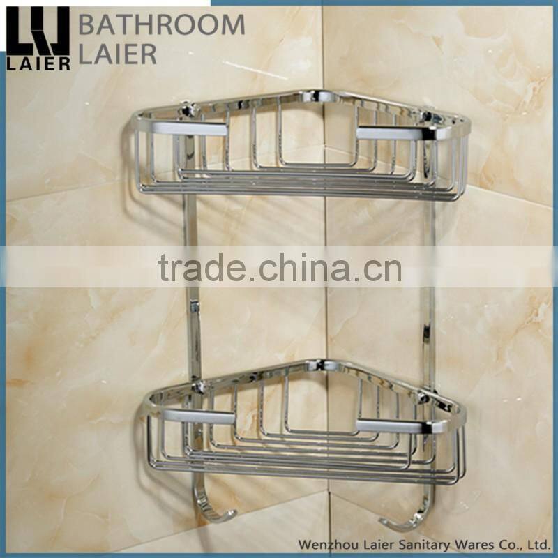 Classic-Style Simple brass chrome finishing wall mounted brassbathroom accessories double corner basket