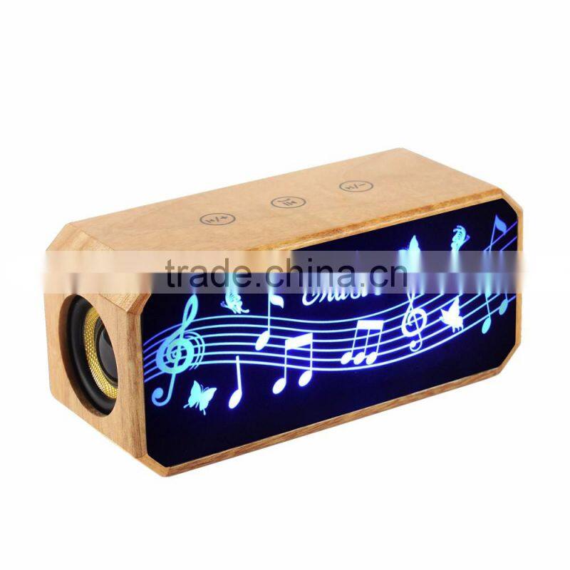New Design colorful flashlight colorful flashlight Bluetooth wooden Speaker wireless