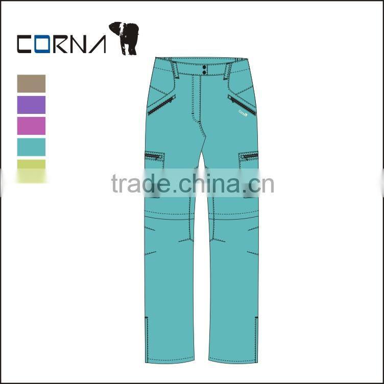 2016 new design women quick-dry and zip off cargo pants in xiamen