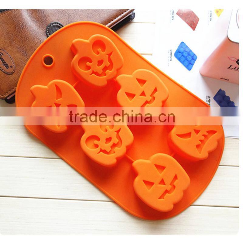 6 cavity pumpkin elves theme Halloween Silicone Cup Cake Pan