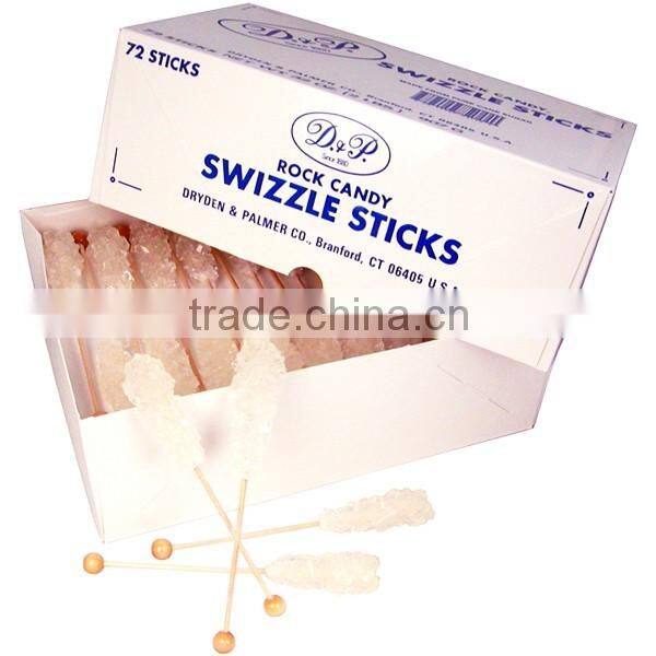 Hard Candy Rock Lollipop for Tea Coffee , Crystal Lollipop Swizzle Sticks