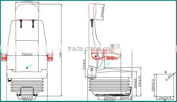 PVC cover back adjustable air suspension/pneumatic Suspension truck seat(YQ30)