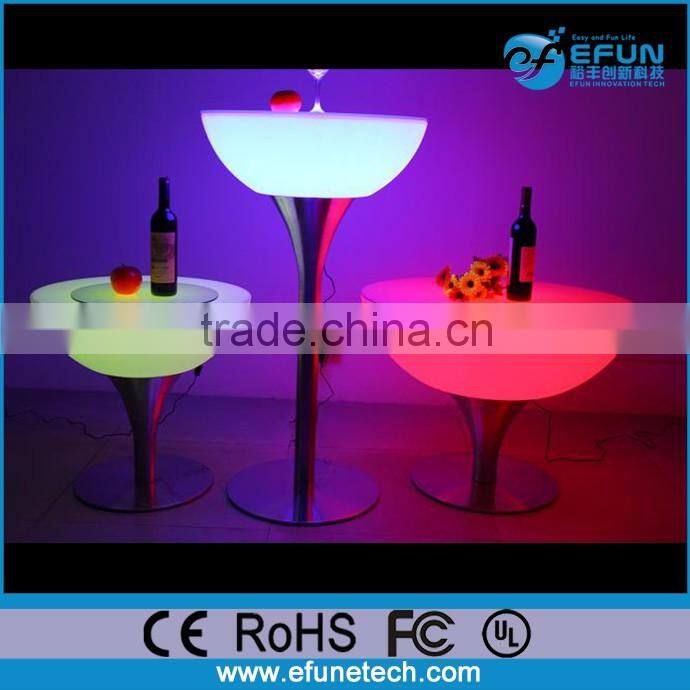 IP68 wireless battery rechargeable high top illuminated rgb led coffee table