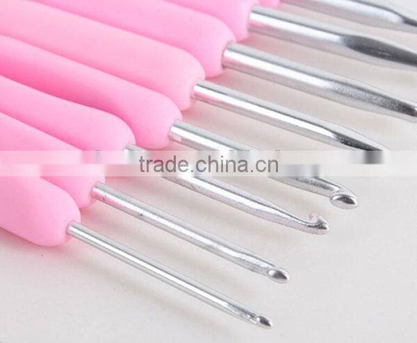 2015 New plastic handle crochet hook set, knitting needle crochet hook
