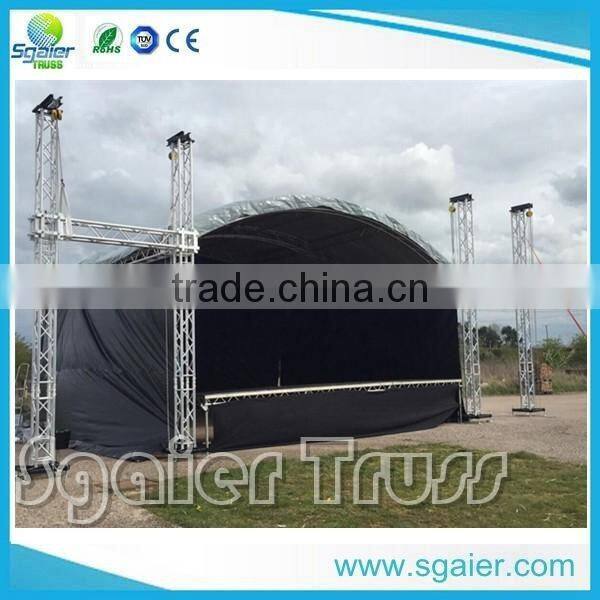 Aluminum arch roof truss ,curve roof truss 4 pillar 12m by 10m for sale