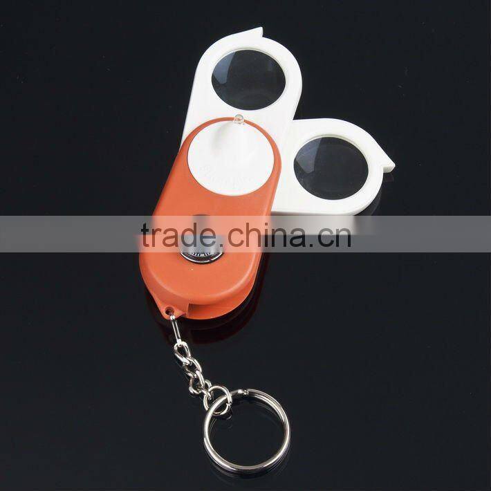 Mini Jewelry Loupe Keychain Magnifier Hiking Compass Magnifying Glass LED 15X
