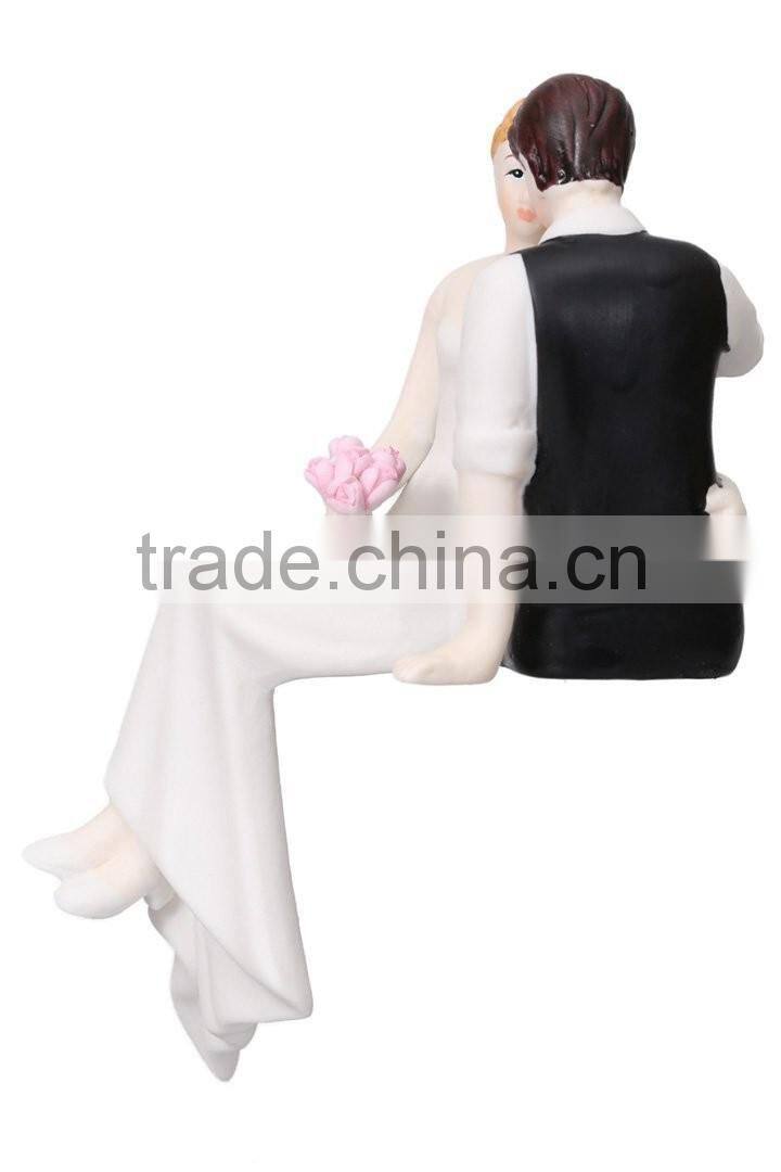 Personalized Hand Painted Unglazed Porcelain Wedding Cake Topper