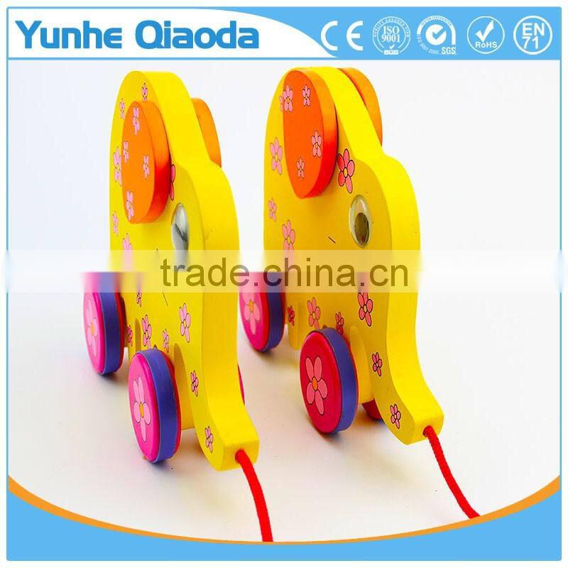 colorful Pull Along elephant Wooden Toy as you pull they make a fun for baby