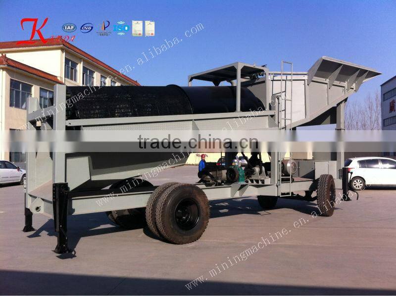 diesel engine Mobile gold trommel mining machine for small miner